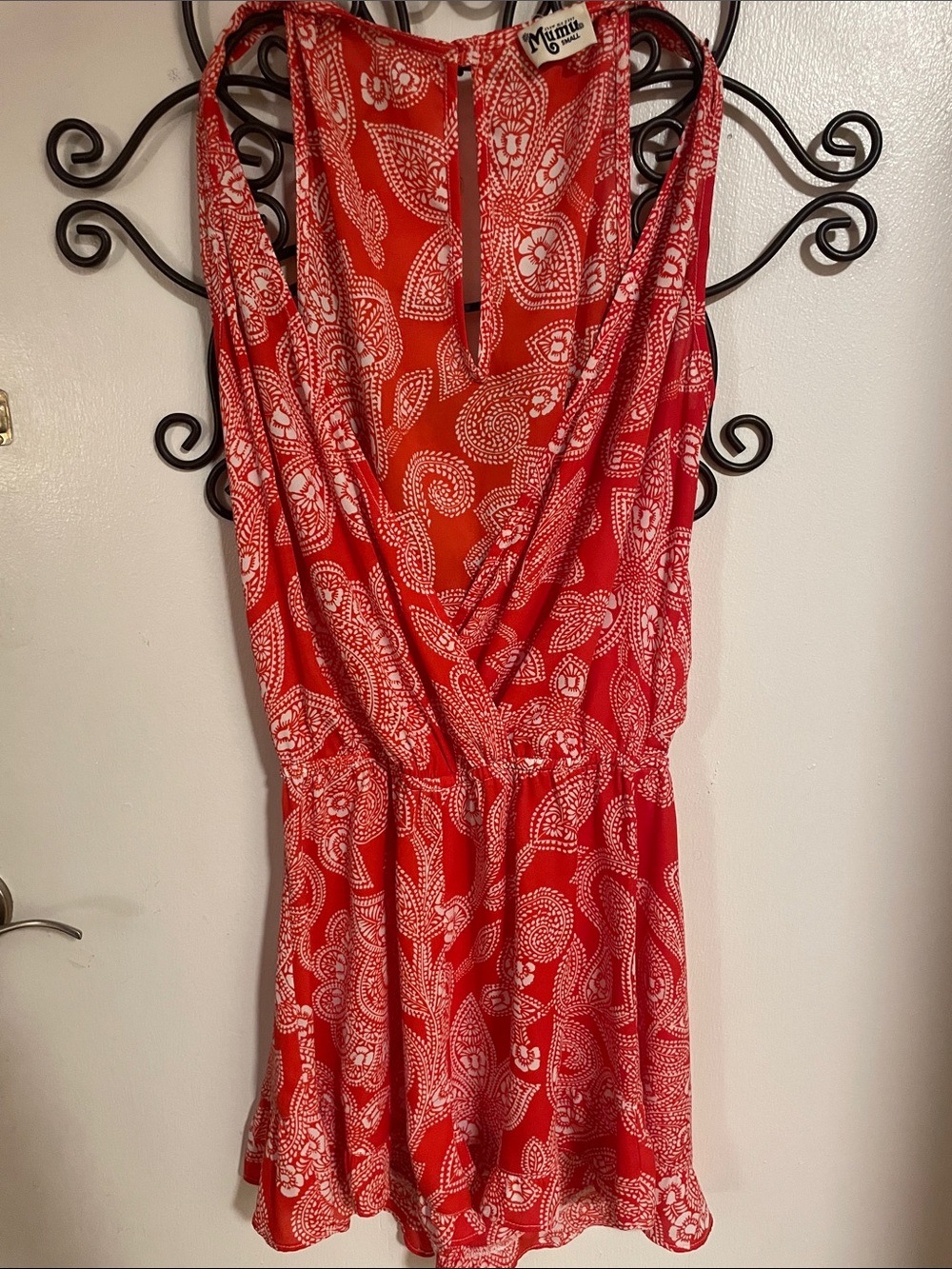 Red Paisley Surplice Romper